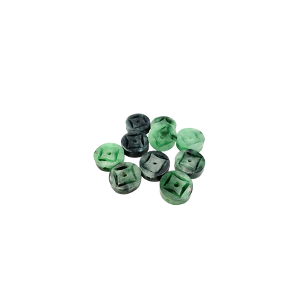 Yingmart PJG24 Green natural jade charm Caved Coins, necklace, Earrings, Pendant, Chain bracelet bead decoration, Lucky pendant