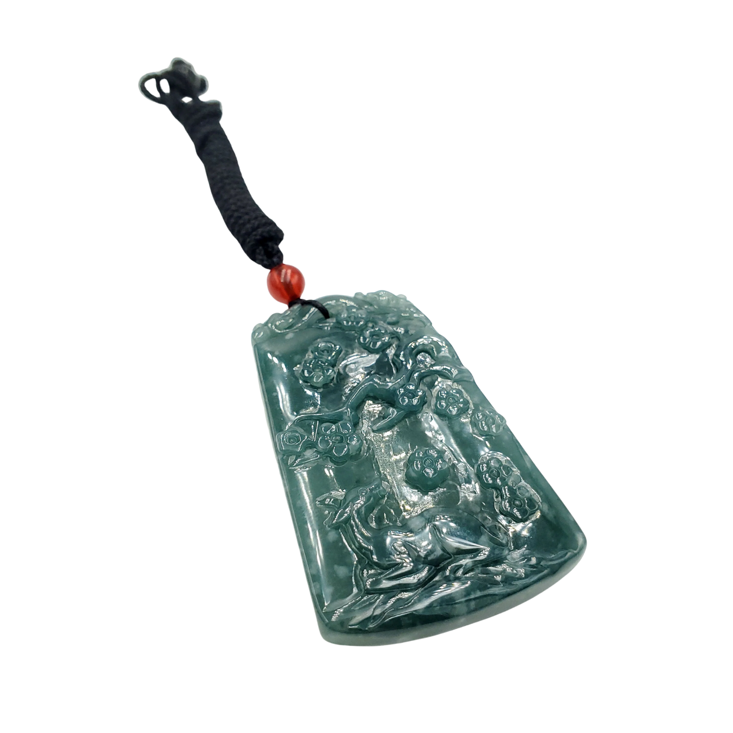 Yingmart Dark Blue natural Jade stone Charm Carved Pendant Necklace,  Jade Keychain,Good Luck Keychain, Protection, Good Fortune Keychain