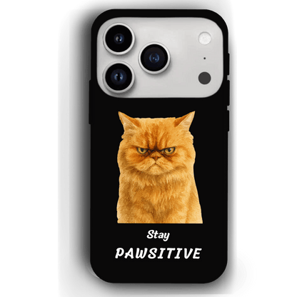 Stay Pawsitive Custom Pet Phone Case for iPhone 17 by YingMart – Personalized Animal Portrait, Protective Cover, for Pet Lovers.