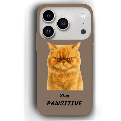 Stay Pawsitive Custom Pet Phone Case for iPhone 17 by YingMart – Personalized Animal Portrait, Protective Cover, for Pet Lovers.