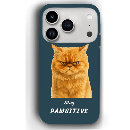 Stay Pawsitive Custom Pet Phone Case for iPhone 17 by YingMart – Personalized Animal Portrait, Protective Cover, for Pet Lovers.