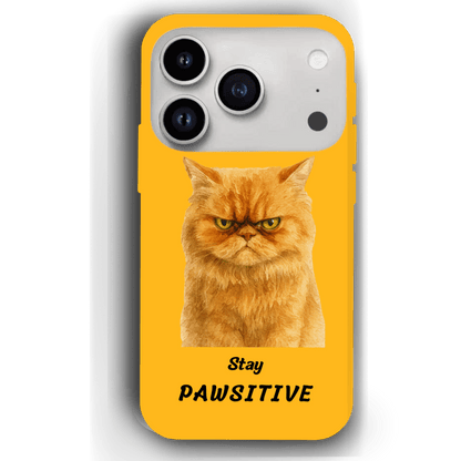 Stay Pawsitive Custom Pet Phone Case for iPhone 17 by YingMart – Personalized Animal Portrait, Protective Cover, for Pet Lovers.