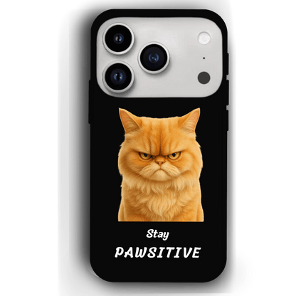 Stay Pawsitive Custom Pet Phone Case for iPhone 17 by YingMart – Personalized Animal Portrait, Protective Cover, for Pet Lovers.