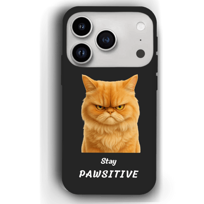 Stay Pawsitive Custom Pet Phone Case for iPhone 17 by YingMart – Personalized Animal Portrait, Protective Cover, for Pet Lovers.