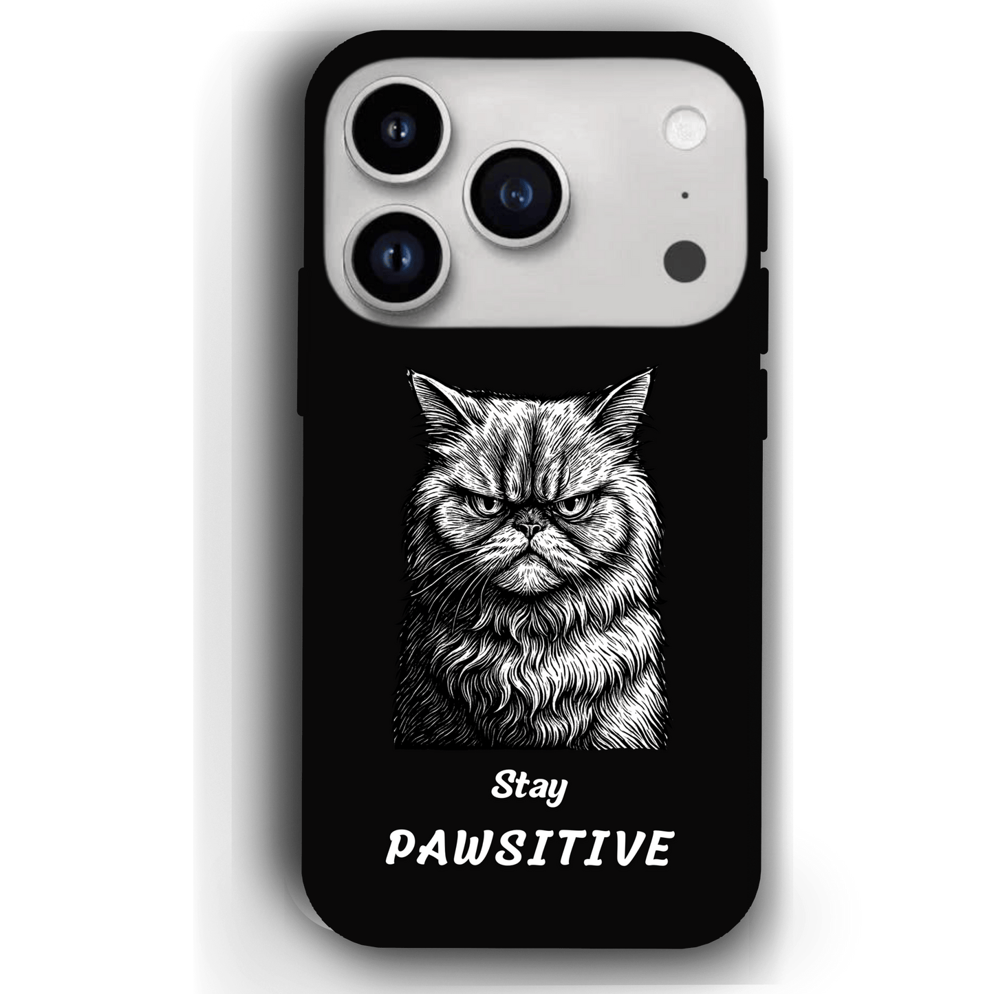 Stay Pawsitive Custom Pet Phone Case for iPhone 17 by YingMart – Personalized Animal Portrait, Protective Cover, for Pet Lovers.