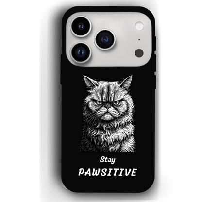 Stay Pawsitive Custom Pet Phone Case for iPhone 17 by YingMart – Personalized Animal Portrait, Protective Cover, for Pet Lovers.