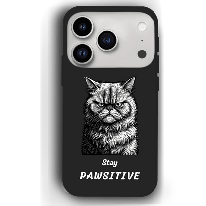 Stay Pawsitive Custom Pet Phone Case for iPhone 17 by YingMart – Personalized Animal Portrait, Protective Cover, for Pet Lovers.