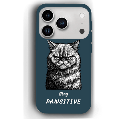 Stay Pawsitive Custom Pet Phone Case for iPhone 17 by YingMart – Personalized Animal Portrait, Protective Cover, for Pet Lovers.