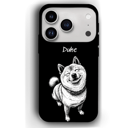 Custom Black & White Pet Phone Case for iPhone 17 by YingMart – Custom Photo Personalized Pet Line Art Design with Pet Name