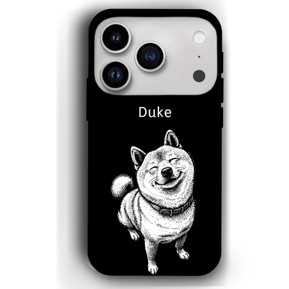 Custom Black & White Pet Phone Case for iPhone 17 by YingMart – Custom Photo Personalized Pet Line Art Design with Pet Name
