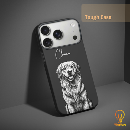 Custom Black & White Pet Phone Case for iPhone 17 by YingMart – Custom Photo Personalized Pet Line Art Design with Pet Name