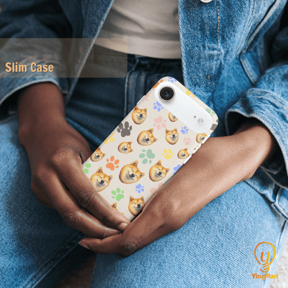 Custom Pet Phone Case for iPhone 17/ 17 Air/ 17 Pro/ 17 Pro Max by YingMart, Personalized Pet Portrait Cover with Paw, Heart, Fish & Bone Symbols