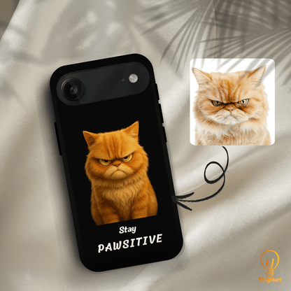 Stay Pawsitive Custom Pet Phone Case for iPhone 17 by YingMart – Personalized Animal Portrait, Protective Cover, for Pet Lovers.