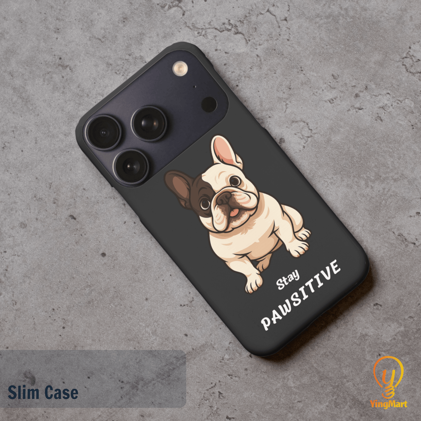 Stay Pawsitive Custom Pet Phone Case for iPhone 17 by YingMart – Personalized Animal Portrait, Protective Cover, for Pet Lovers.