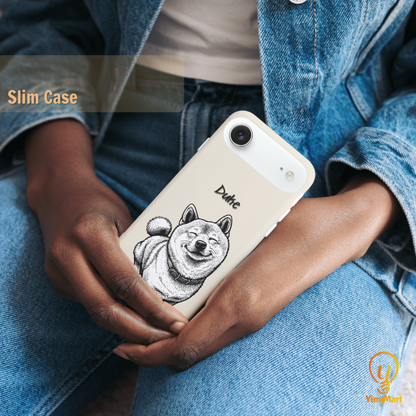Custom Black & White Pet Phone Case for iPhone 17 by YingMart – Custom Photo Personalized Pet Line Art Design with Pet Name