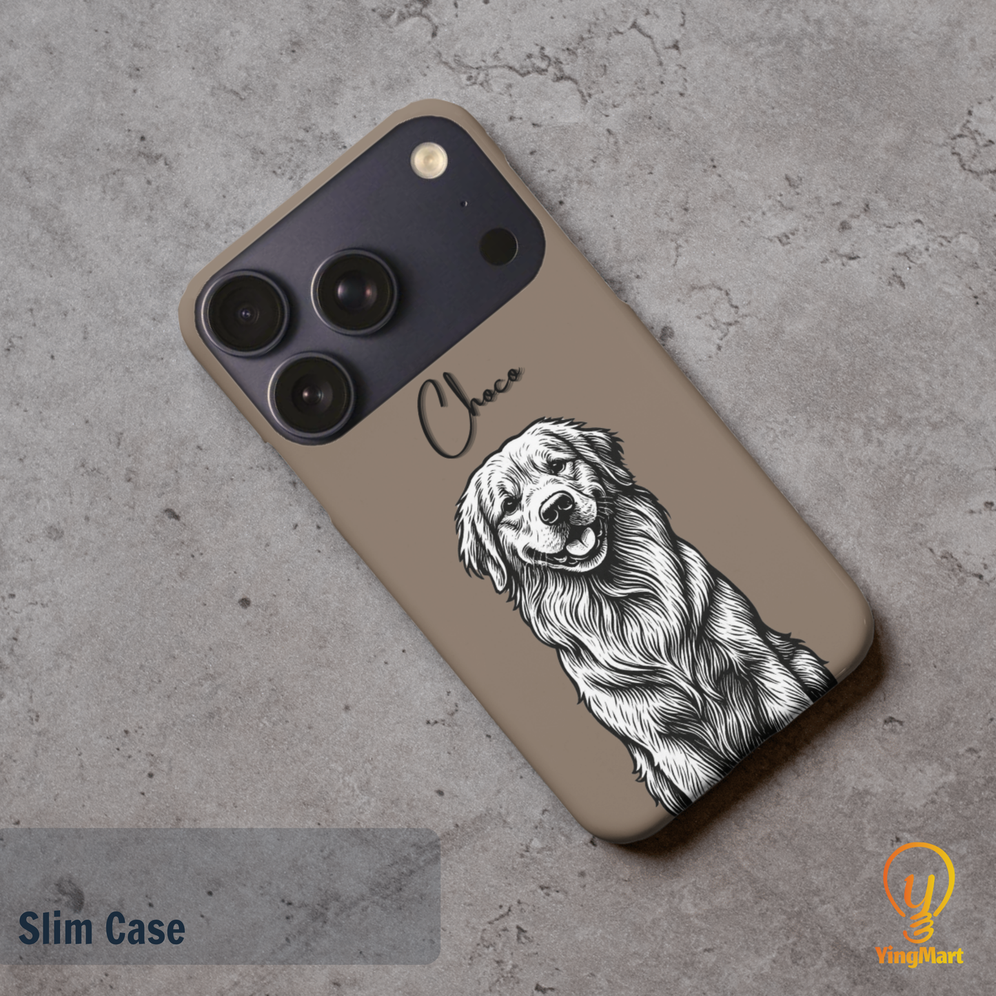 Custom Black & White Pet Phone Case for iPhone 17 by YingMart – Custom Photo Personalized Pet Line Art Design with Pet Name