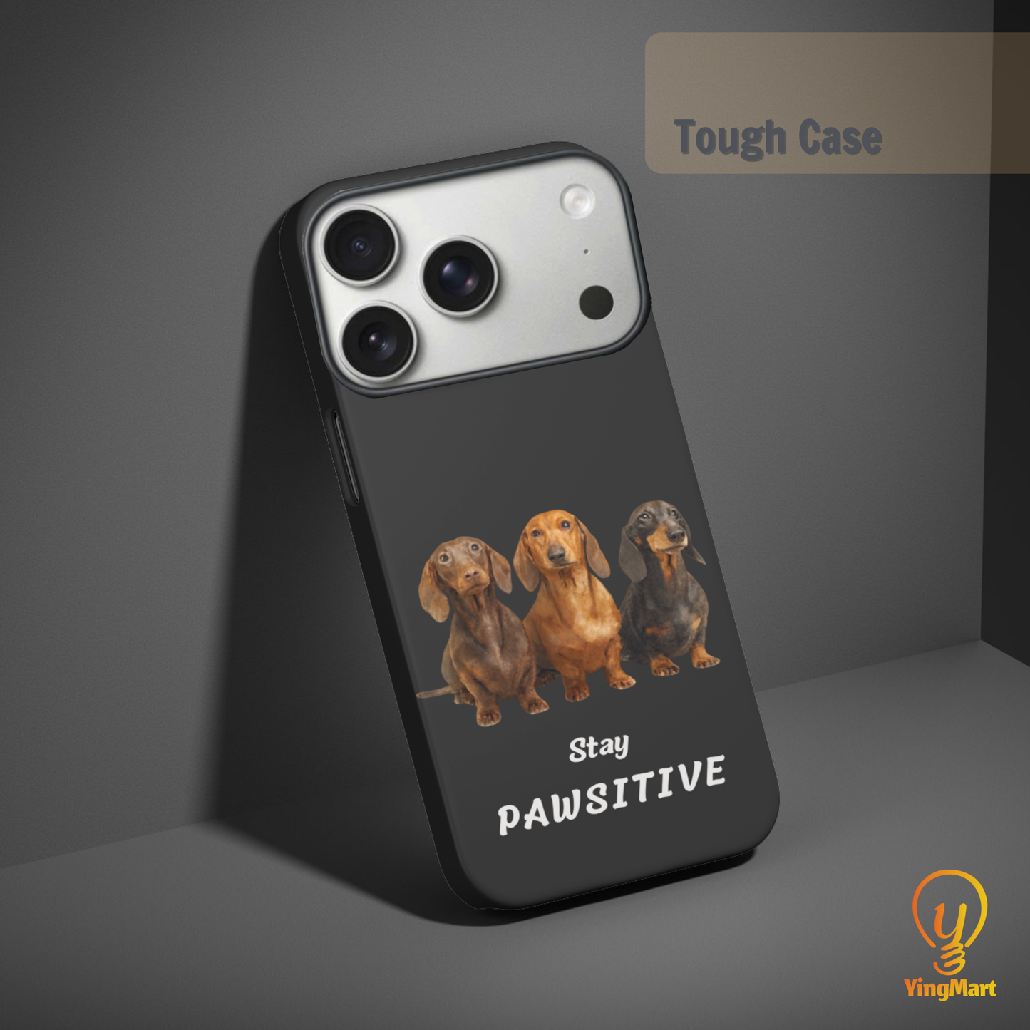 Stay Pawsitive Custom Pet Phone Case for iPhone 17 by YingMart – Personalized Animal Portrait, Protective Cover, for Pet Lovers.