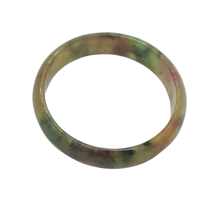 High Quality 48-72mm Jadeite Jade Bangle, Yellow Mixed Green Black Brown Spot, Burmese, D-Shape, Feng Shui Jewelry, Gift for Mom