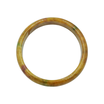 High Quality 48-72mm Jadeite Jade Bangle, Yellow Mixed Green Brown Spot, Burmese, Feng Shui Jewelry, Gift for Mom