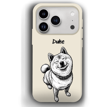 Custom Black & White Pet Phone Case for iPhone 17 by YingMart – Custom Photo Personalized Pet Line Art Design with Pet Name