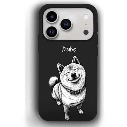 Custom Black & White Pet Phone Case for iPhone 17 by YingMart – Custom Photo Personalized Pet Line Art Design with Pet Name