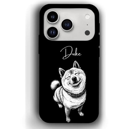 Custom Black & White Pet Phone Case for iPhone 17 by YingMart – Custom Photo Personalized Pet Line Art Design with Pet Name