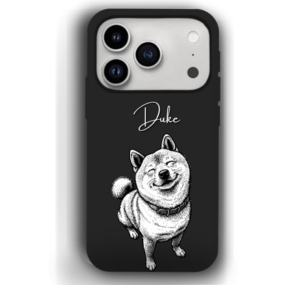 Custom Black & White Pet Phone Case for iPhone 17 by YingMart – Custom Photo Personalized Pet Line Art Design with Pet Name