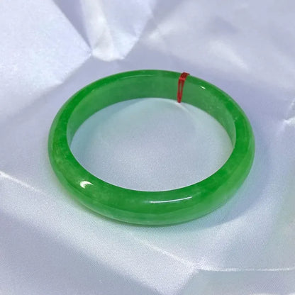 Natural Green Jadeite Jade D-shape Bangle 48-66mm | Real Gemstone Bracelet, Elegant, Vintage Jewelry, Gift for her, Mother's Day gift