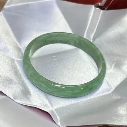 Natural Green Jadeite Jade D-shape Bangle 48-66mm | Real Gemstone Bracelet, Elegant, Vintage Jewelry, Gift for her, Mother's Day gift