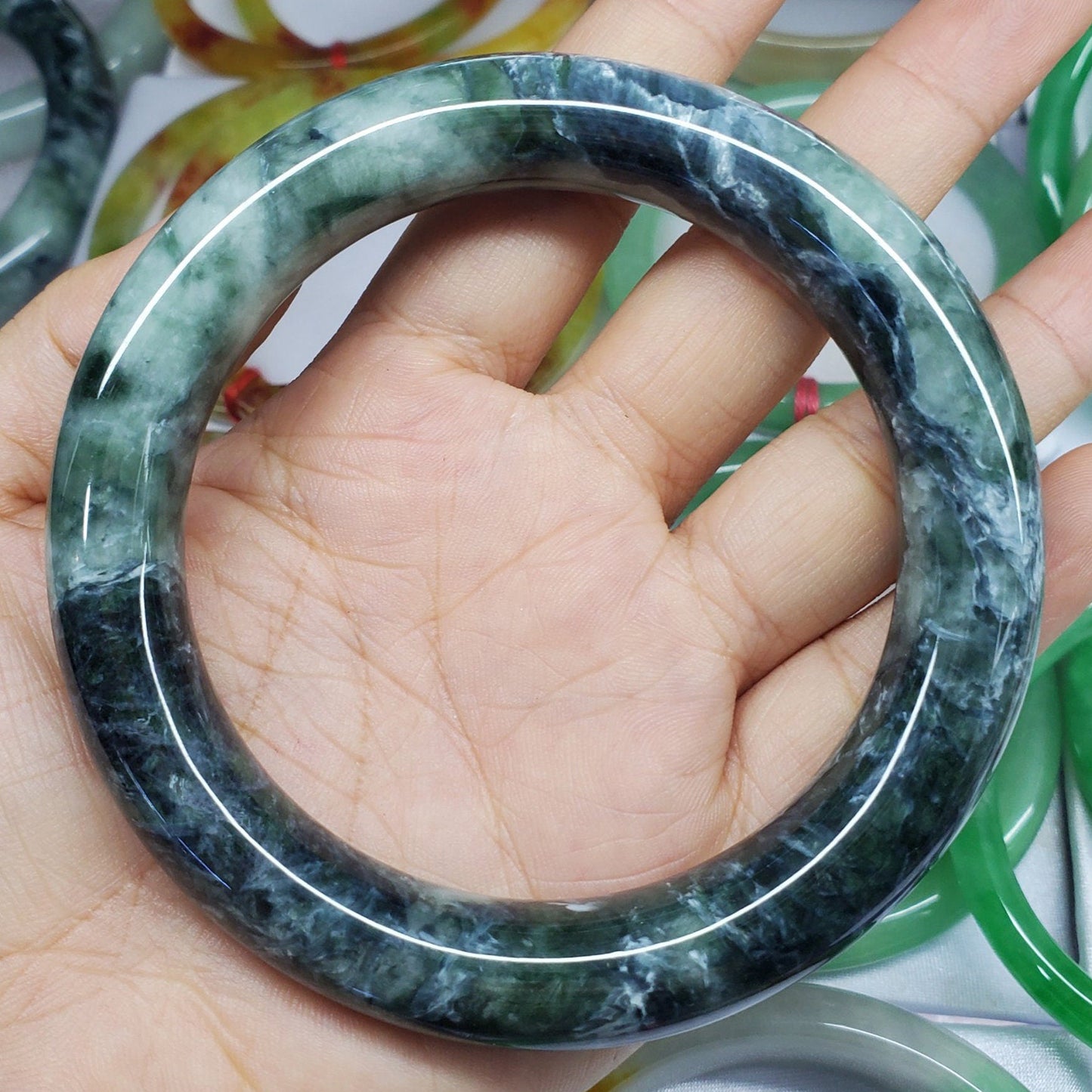Yingmart Certified 60mm-72mm 100% Natural Genuine Jade Men Women Bangle Bracelets, Real Gemstone Bracelet, Vintage Jewelry