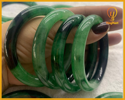 Yingmart 56mm-59mm 100% Natural Green Jade Bangle Bracelets, Real Gemstone Bracelet, Vintage Jewelry