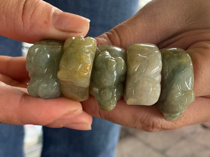 Yingmart 100% Natural Green Men Jade Ring, Real Gemstone Ring, Vintage Jewelry