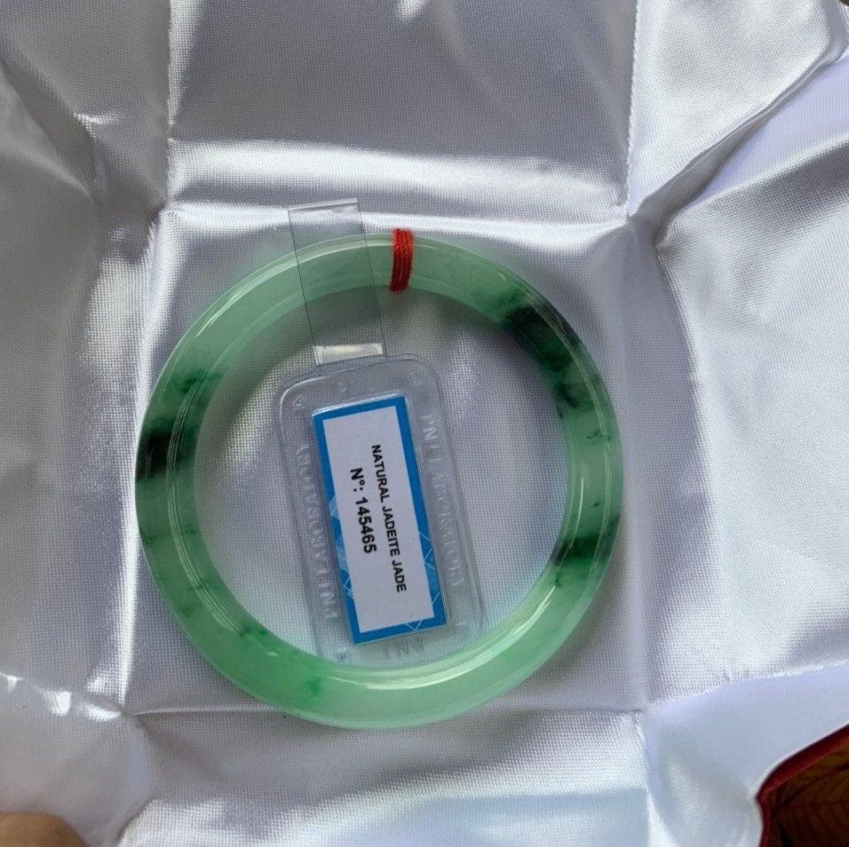 Certified 47-75mm PNJ Jade Bangle Bracelet, Natural Color Green Jade Jewelry for Men, Women, Grandmother, Sister – Timeless Style & Elegance
