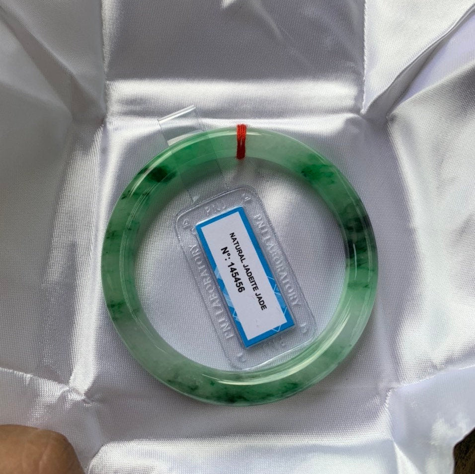 Certified 47-75mm PNJ Jade Bangle Bracelet, Natural Color Green Jade Jewelry for Men, Women, Grandmother, Sister – Timeless Style & Elegance