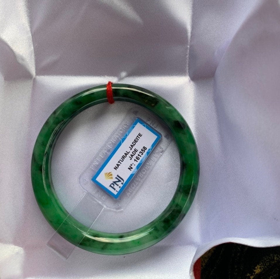 Certified 47-75mm PNJ Jade Bangle Bracelet, Natural Color Green Jade Jewelry for Men, Women, Grandmother, Sister – Timeless Style & Elegance