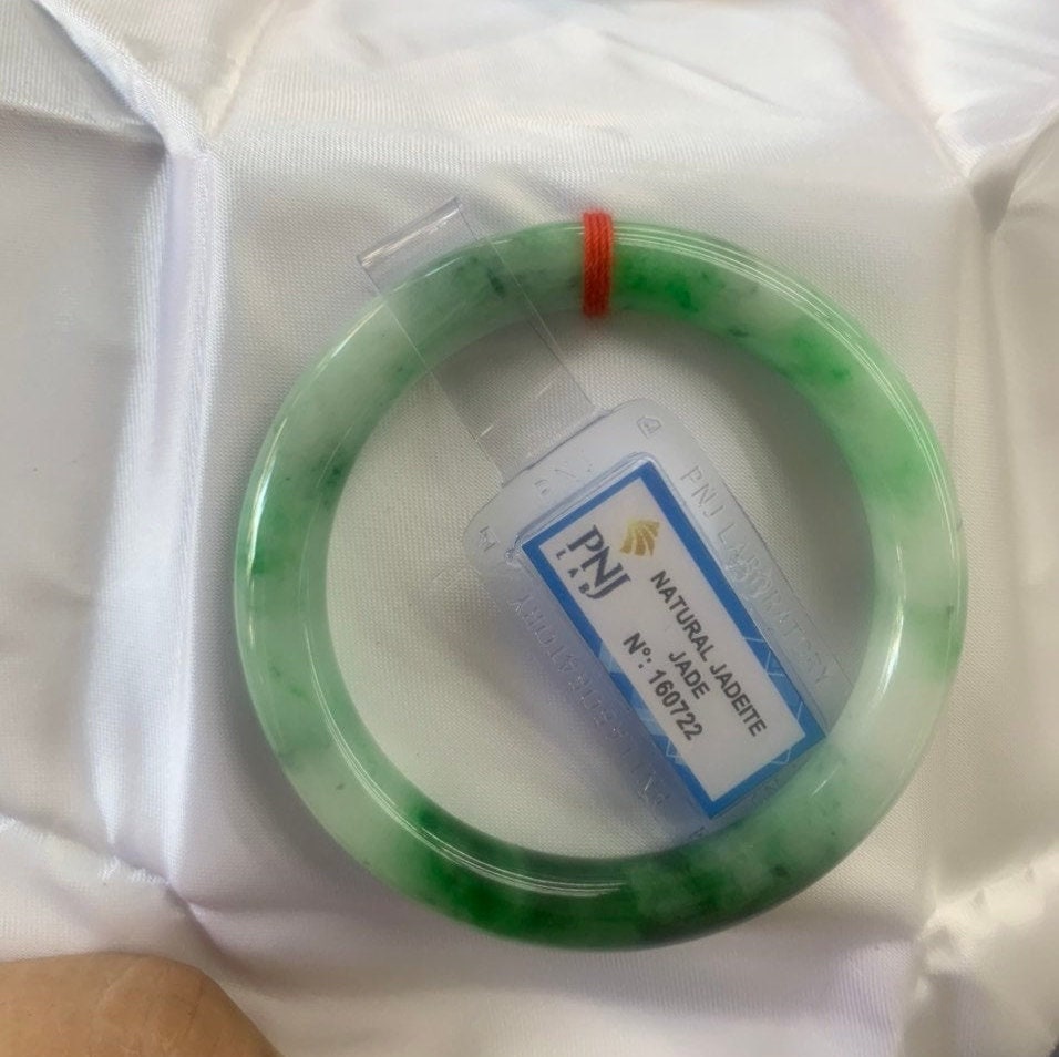 Certified 47-75mm PNJ Jade Bangle Bracelet, Natural Color Green Jade Jewelry for Men, Women, Grandmother, Sister – Timeless Style & Elegance