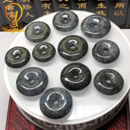 Yingmart Black Donut Jadeite Pendant | Black Marble Jade Pendant | Unisex pendant necklace