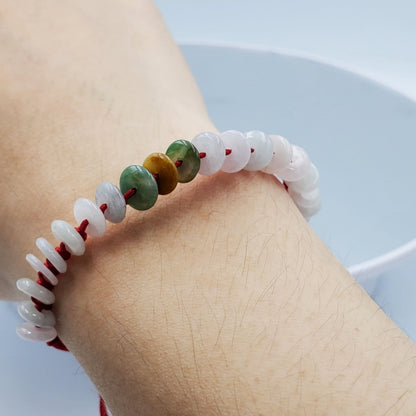 Yingmart Baby Natural Jadeite Jade Small Donut Adjustable Bracelets, Vintage Jewelry for |Infants|Kids|Child|Female|Girls