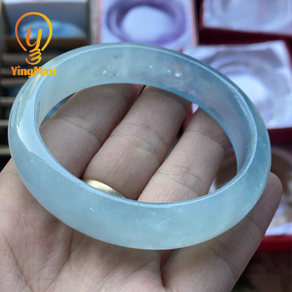 Yingmart 48mm-59mm Natural Dark Blue Aquamarine Bangle Bracelet, Real Gemstone, High Quality Jewelry