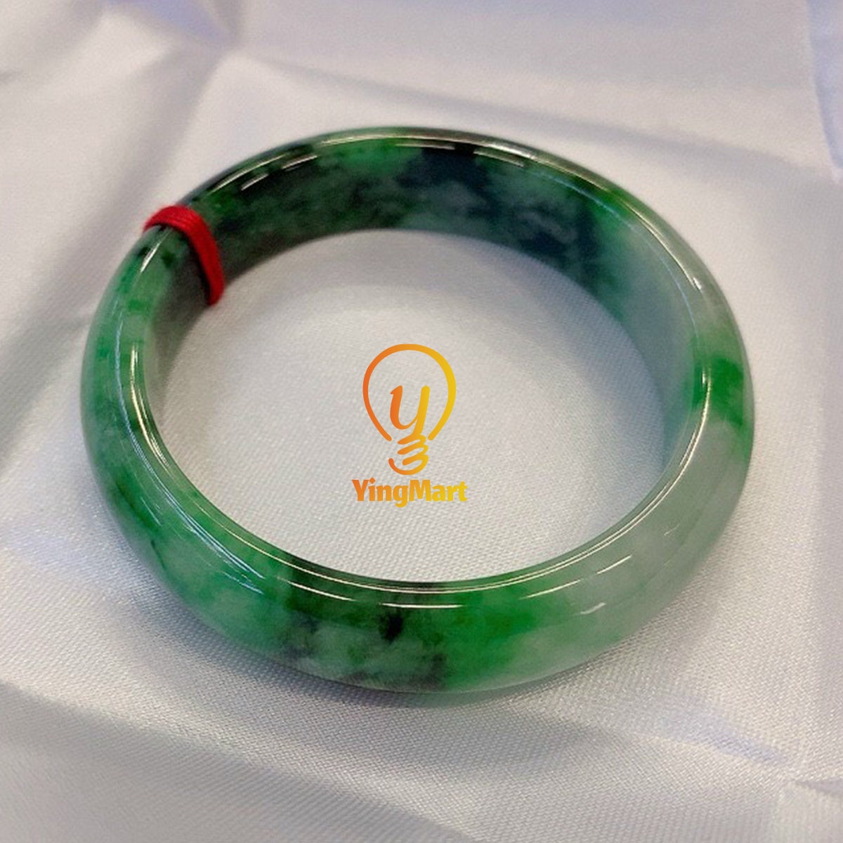 Jadeite Jade Bangle Bracelet with Dark Green Spots 48-62mm Light Green | Genuine Gemstone Jewelry, Perfect Christmas/New Year Gift