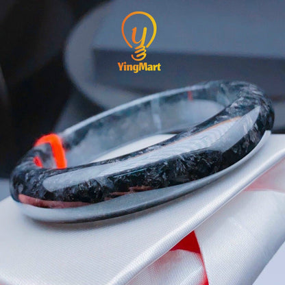 Yingmart 48-62mm Natural Jadeite Black Jade Bangle Bracelets, Real Gemstone Bracelet, Vintage Jewelry, Christmas Gift, Newyear Gift