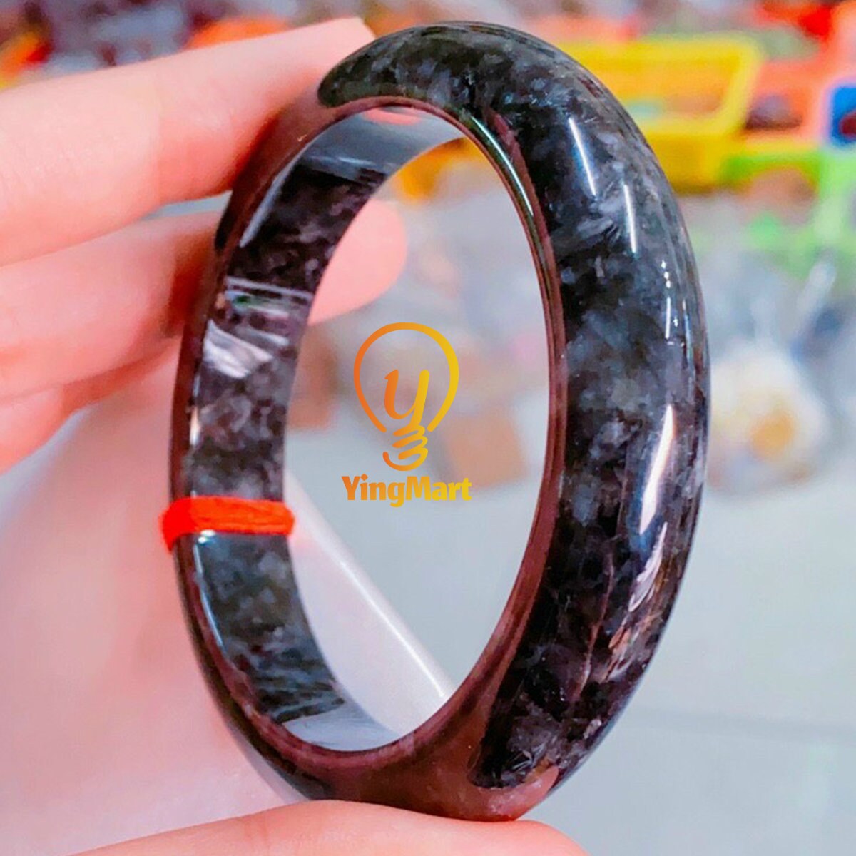 Yingmart 48-62mm Natural Jadeite Black Jade Bangle Bracelets, Real Gemstone Bracelet, Vintage Jewelry, Christmas Gift, Newyear Gift
