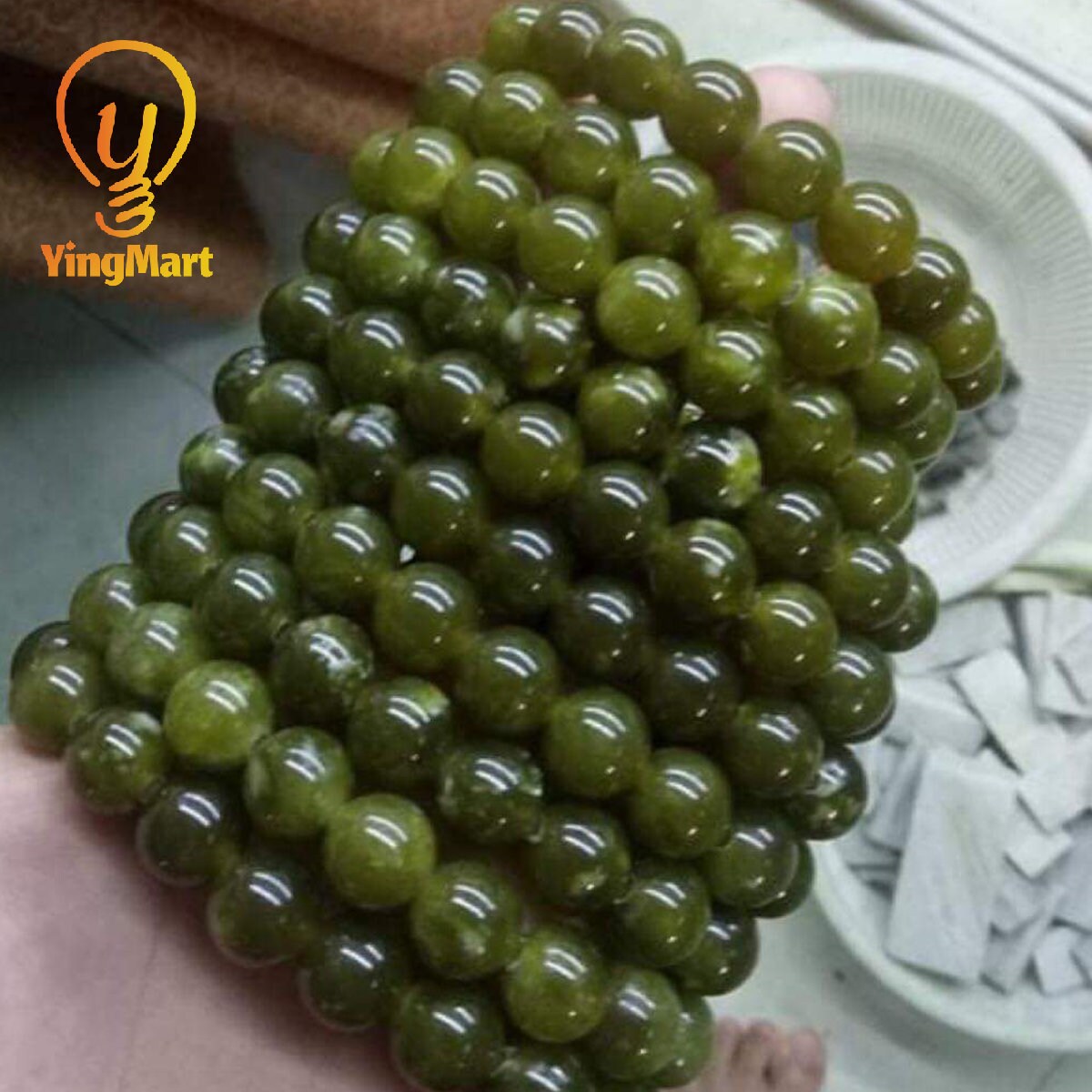 Genuine Natural Green Serpentine Stone Beaded Bracelet, Gift for Men And Women, Healing Stones, Christmas Gift, Newyear Gift