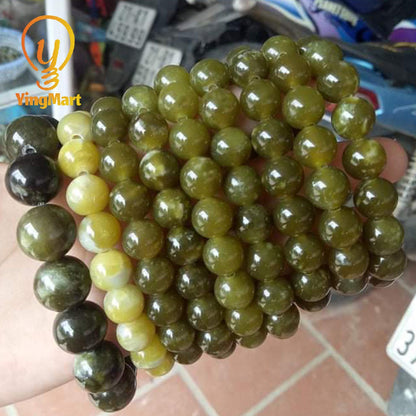 Genuine Natural Green Serpentine Stone Beaded Bracelet, Gift for Men And Women, Healing Stones, Christmas Gift, Newyear Gift