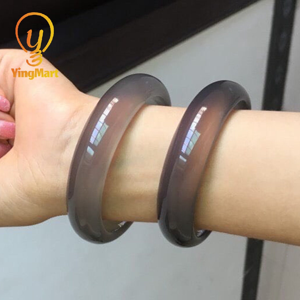 Yingmart 48mm-60mm 100% Natural Purple/Smoky Quartz Bangle Bracelet, Real Gemstone, Vintage Jewelry, New year gift, Gift for her