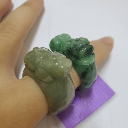 Yingmart 100% Natural Green Men Jade Ring, Real Gemstone Ring, Vintage Jewelry