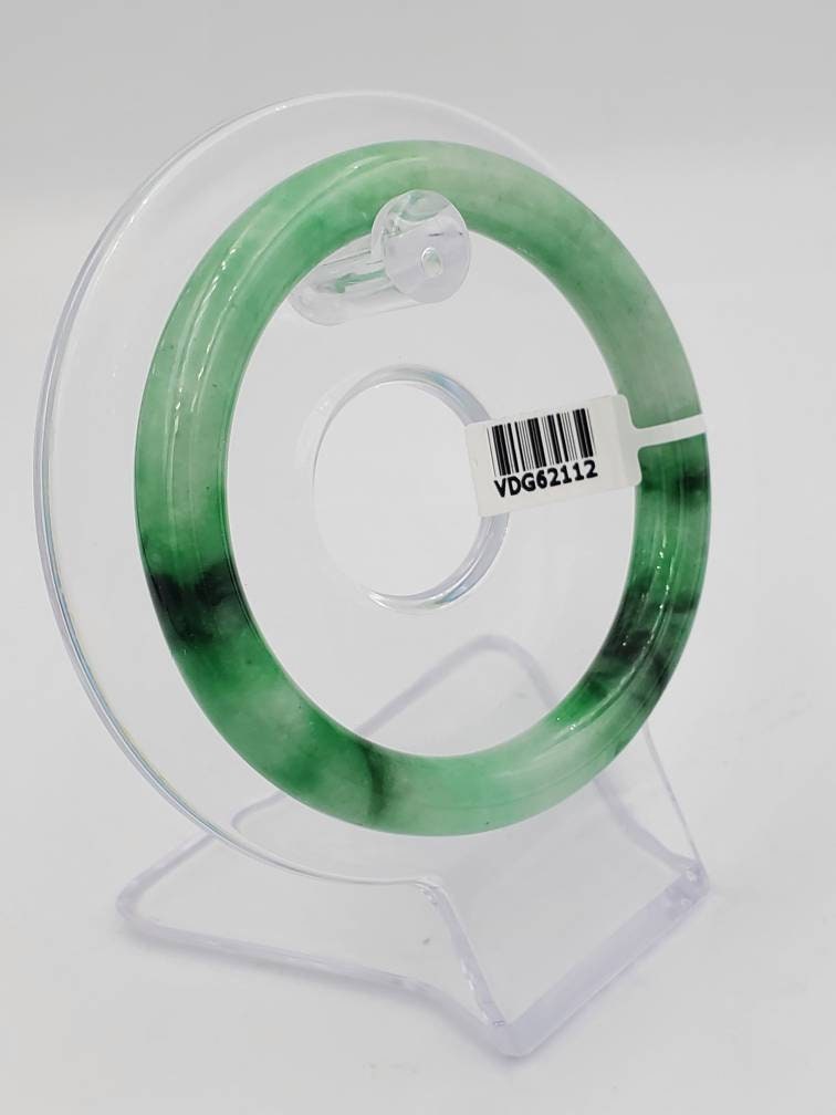 Yingmart 50-69mm Green Dark Spot Jadeite Jade Bangle, Real Gemstone Bracelet, Vintage Jewelry, Christmas Gift, Newyear