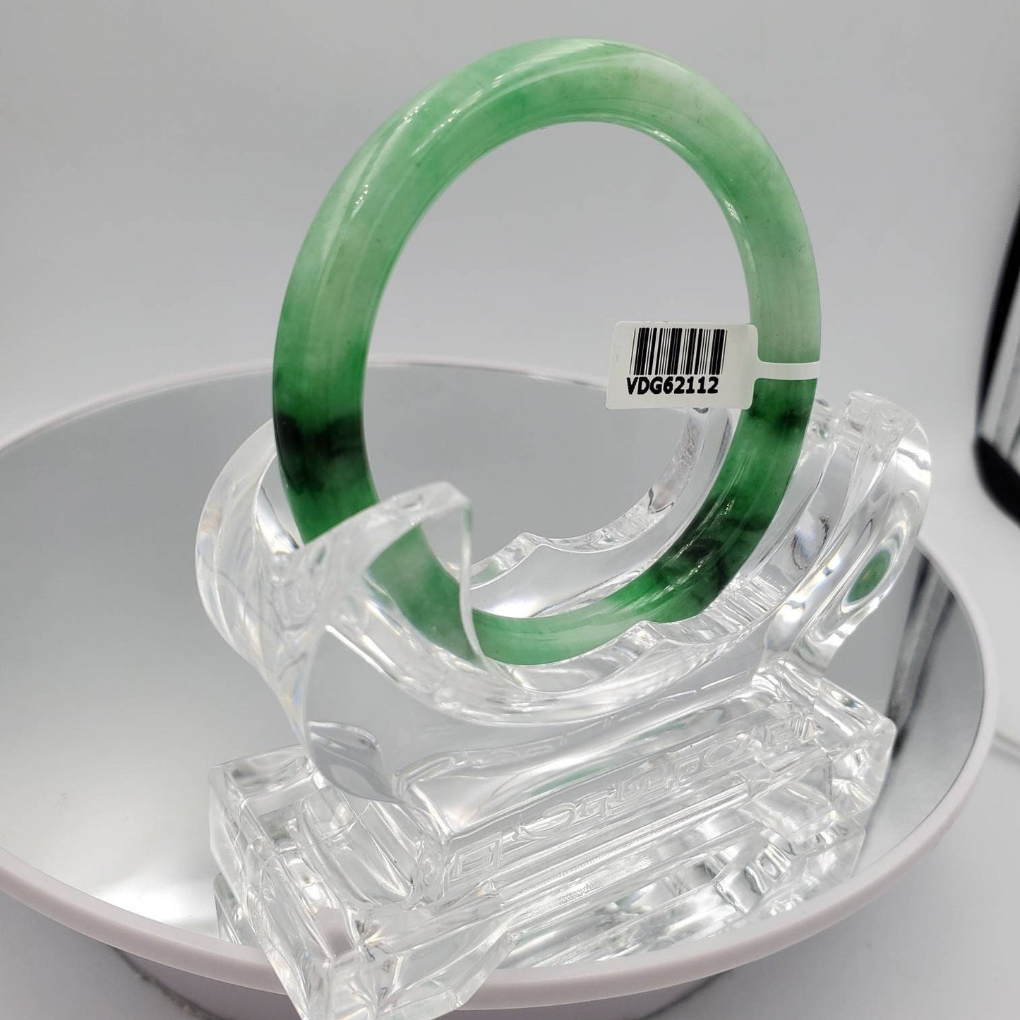 Yingmart 50-69mm Green Dark Spot Jadeite Jade Bangle, Real Gemstone Bracelet, Vintage Jewelry, Christmas Gift, Newyear