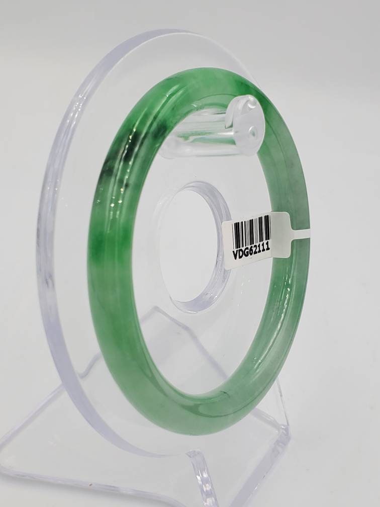 Yingmart 50-69mm Green Dark Spot Jadeite Jade Bangle, Real Gemstone Bracelet, Vintage Jewelry, Christmas Gift, Newyear