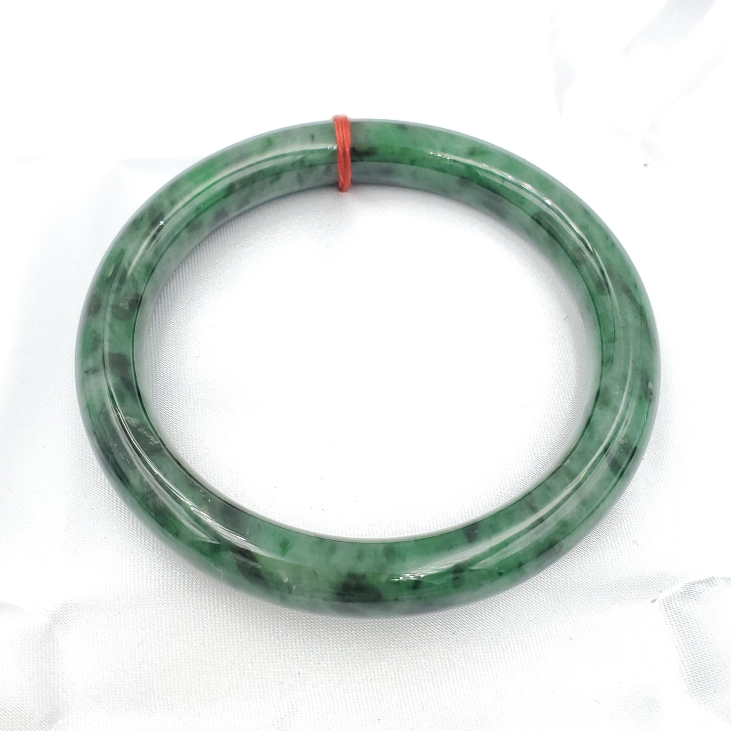 Yingmart 57-61-62 mm PNJ Certified Natural Color Green with Black Brown Spot Jadeite Jade Bangle Bracelet, Real Gemstone, Jewelry